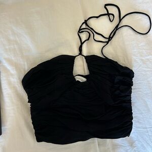 Zara Black Ruched Cut Out Tank Top